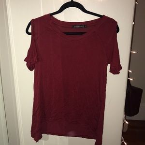 Red Shirt with Cutout Shoulders